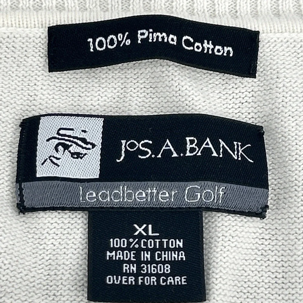 Jos A. Bank Leadbetter Golf‎ Sweater Vest Men XL White Argyle V-Neck Pullover